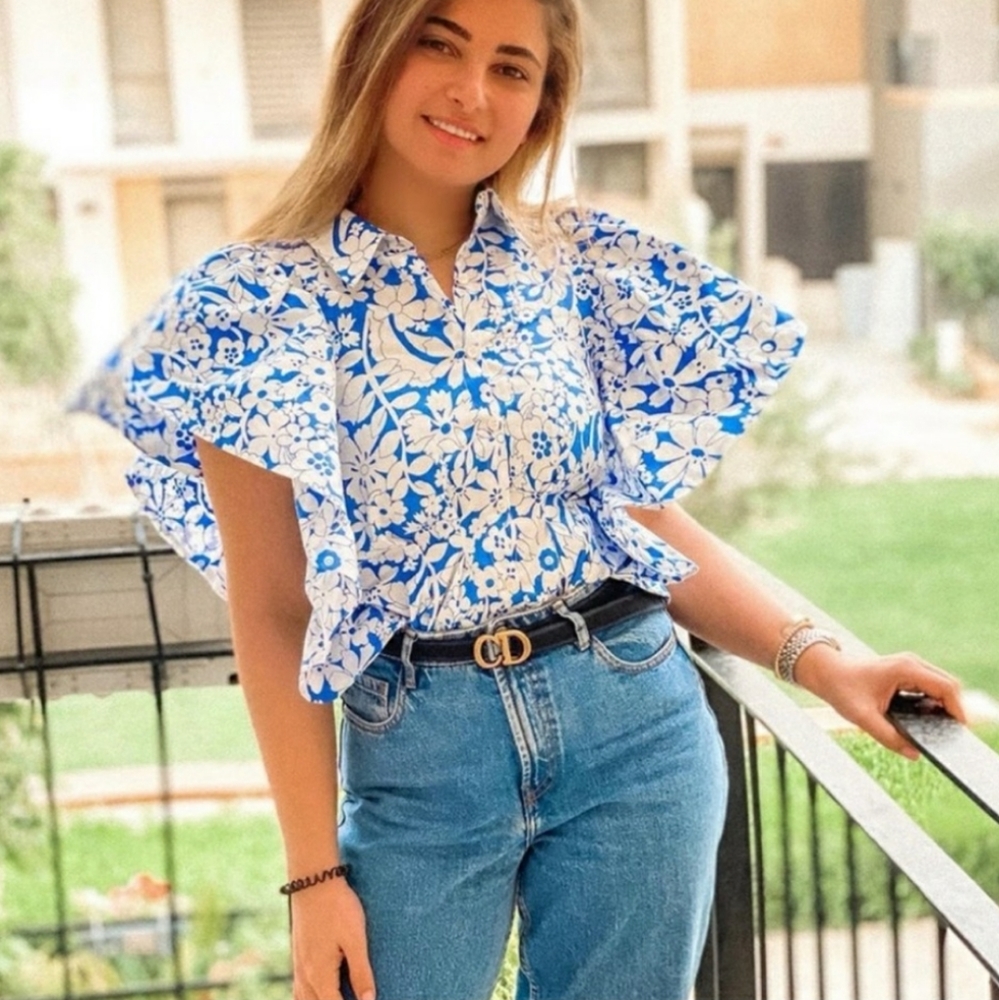 ZARA Printed poplin top